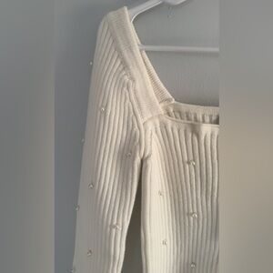 Lulus ivory white sweater with pearl embellishments